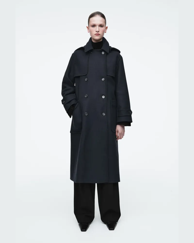 COS Dufflecoat Aus Wolle Mit Kapuze Blau