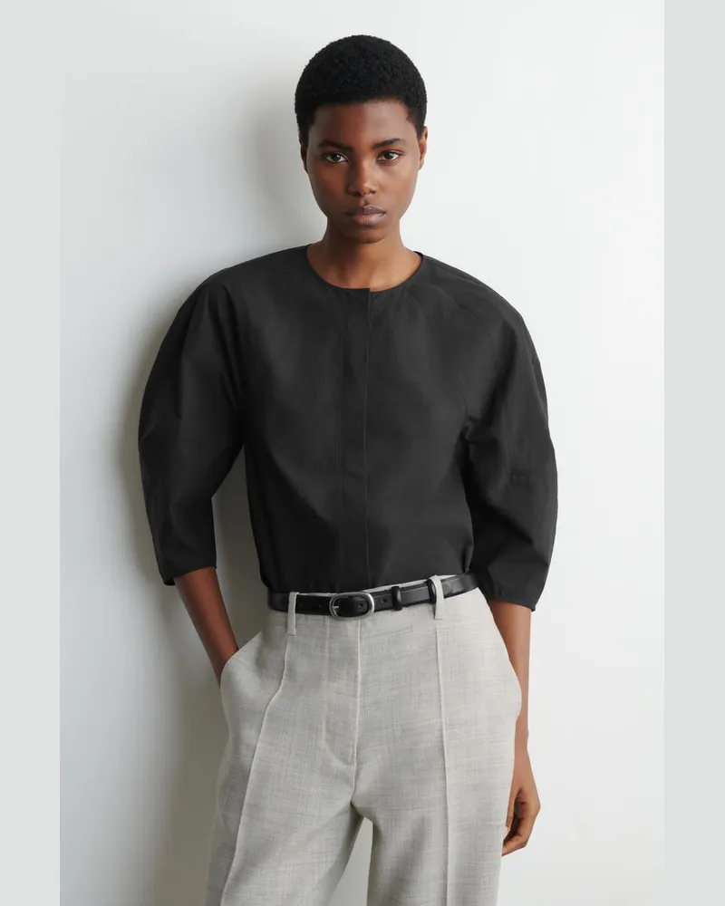 COS Skulpturale Bluse Aus Popeline Aus Pima-Baumwolle Schwarz