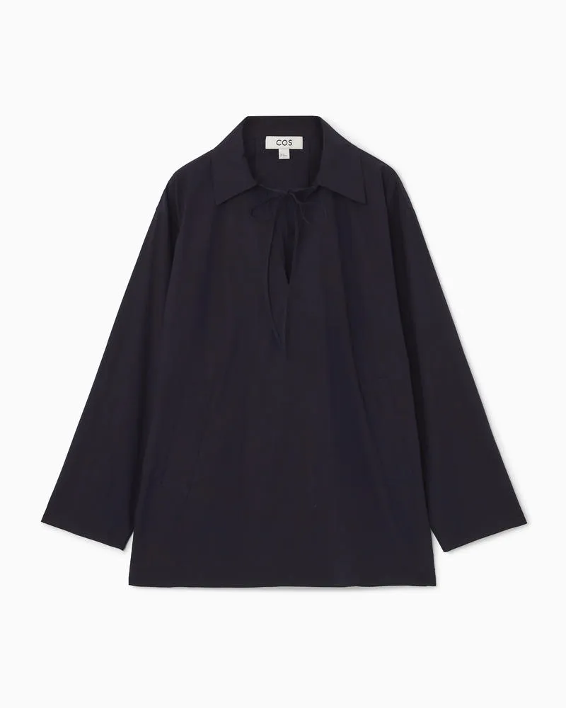 COS Bluse Mit V-Ausschnitt Und Bändern Blau