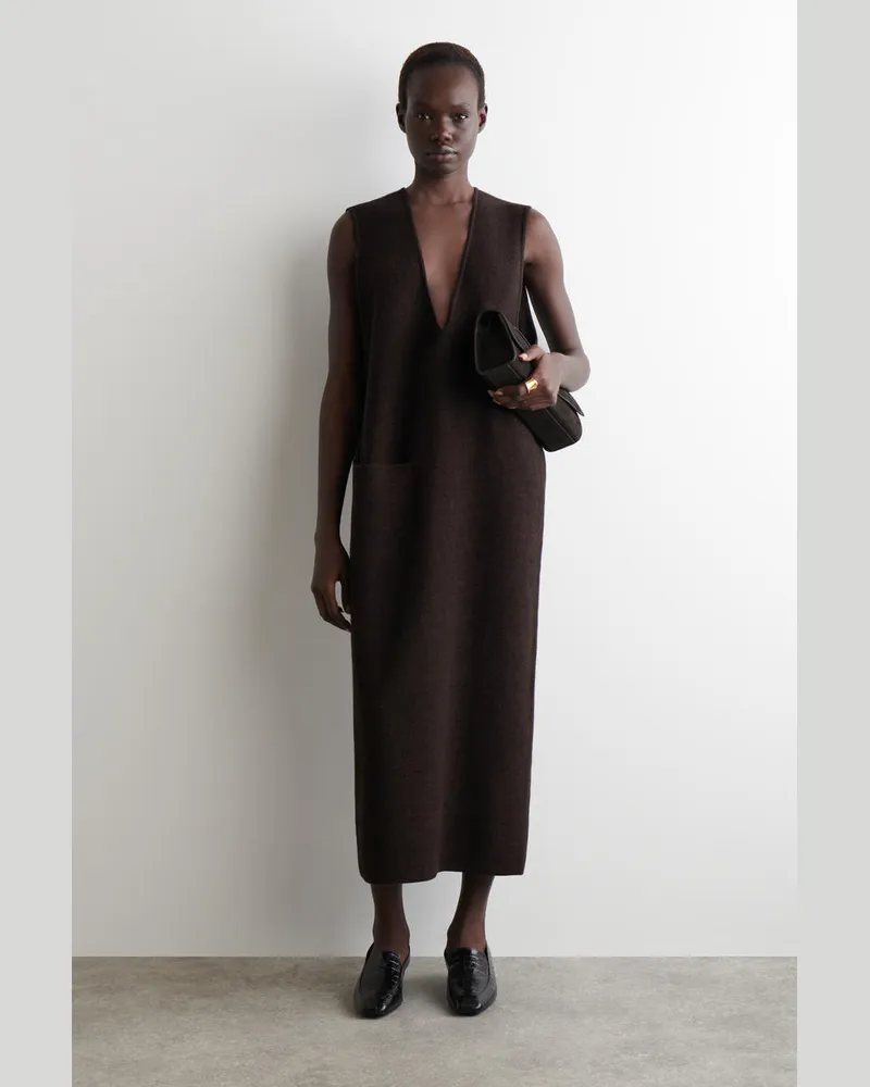 COS Midikleid Aus Gekochter Wolle Braun