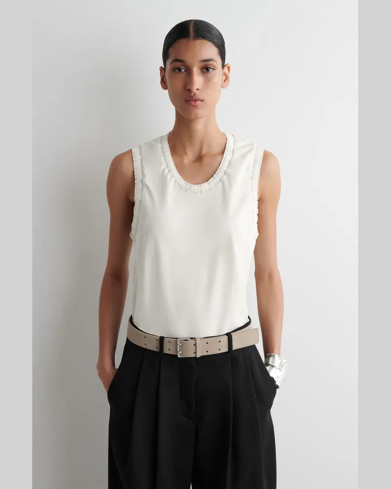 COS Tanktop Aus Baumwolle Mit Raffungen Weiß