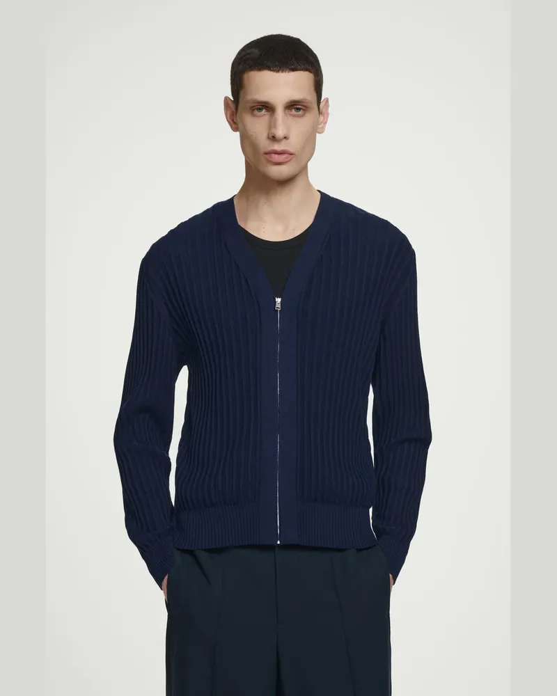 COS Strickjacke Aus Seiden-Baumwoll-Mix Blau