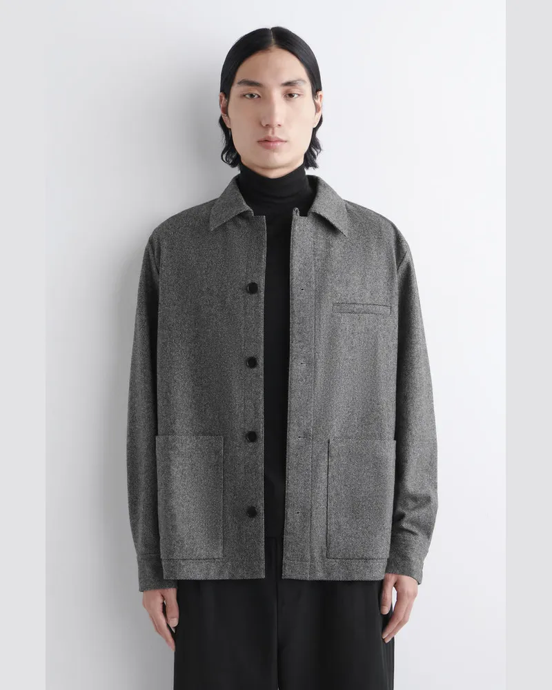 COS Hemdjacke Aus Wolle Grau