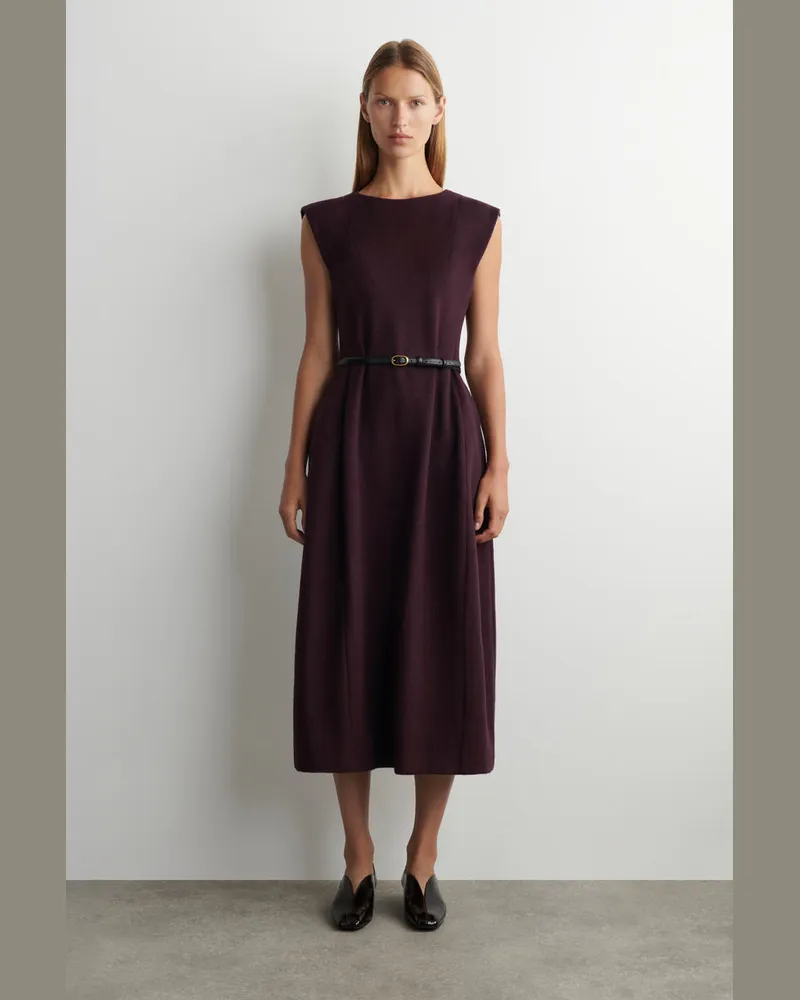 COS Sculpted Brushed-Wool Midi Dress Rot