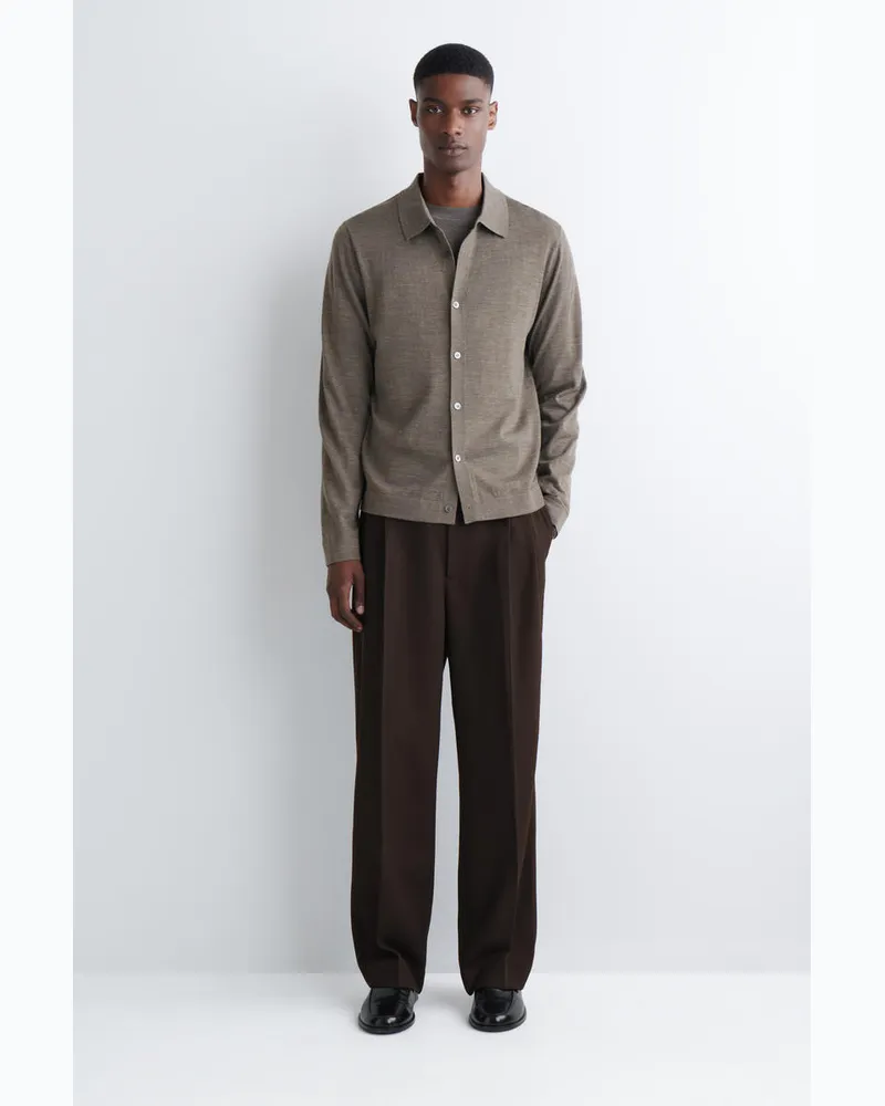 COS Hose Aus Woll-Mix Mit Geradem Bein Und Falten Braun