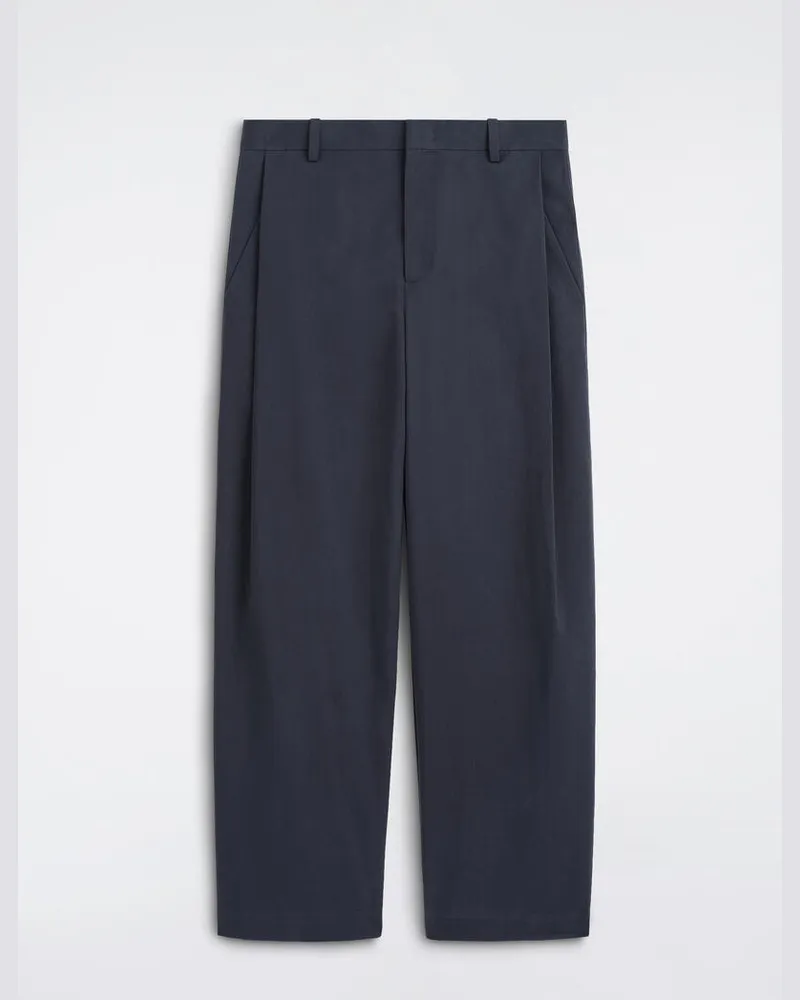COS Baumwollhose Mit Weitem Bein Und Falten Blau