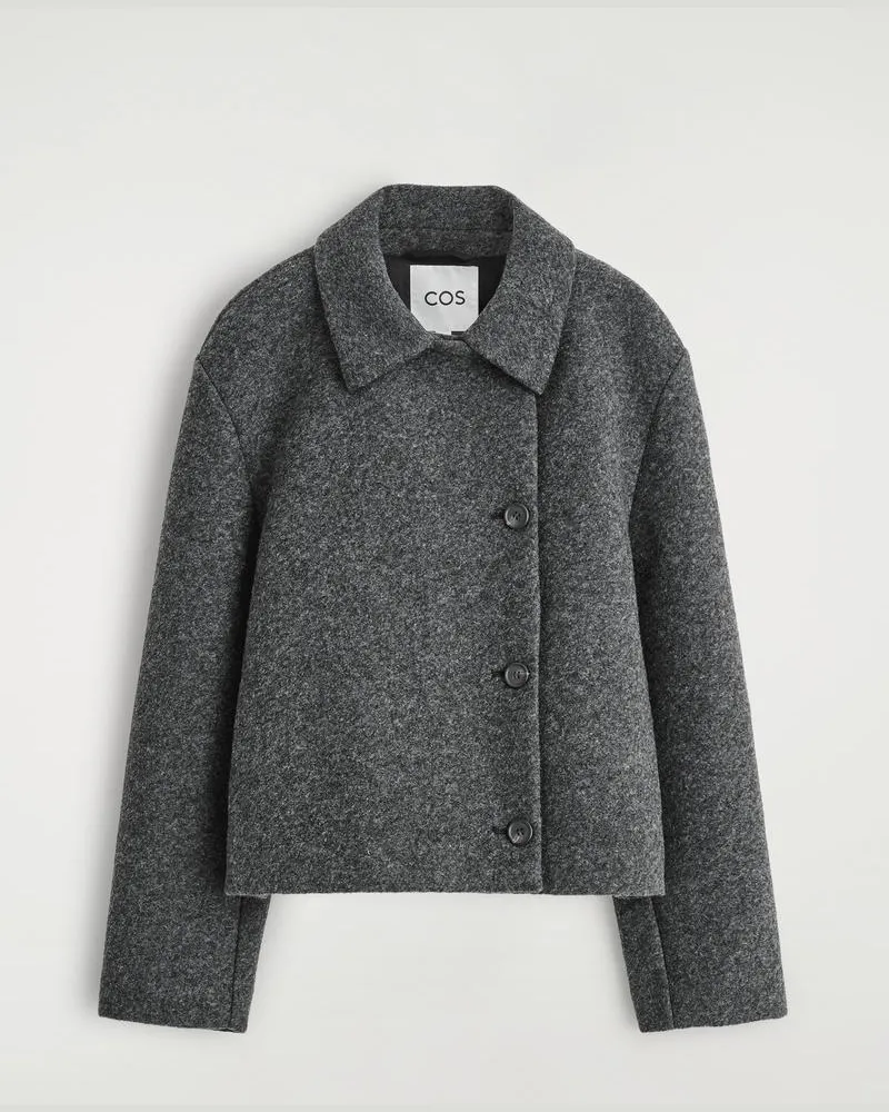 COS Kurzjacke Aus Gekochtem Woll-Mix Grau