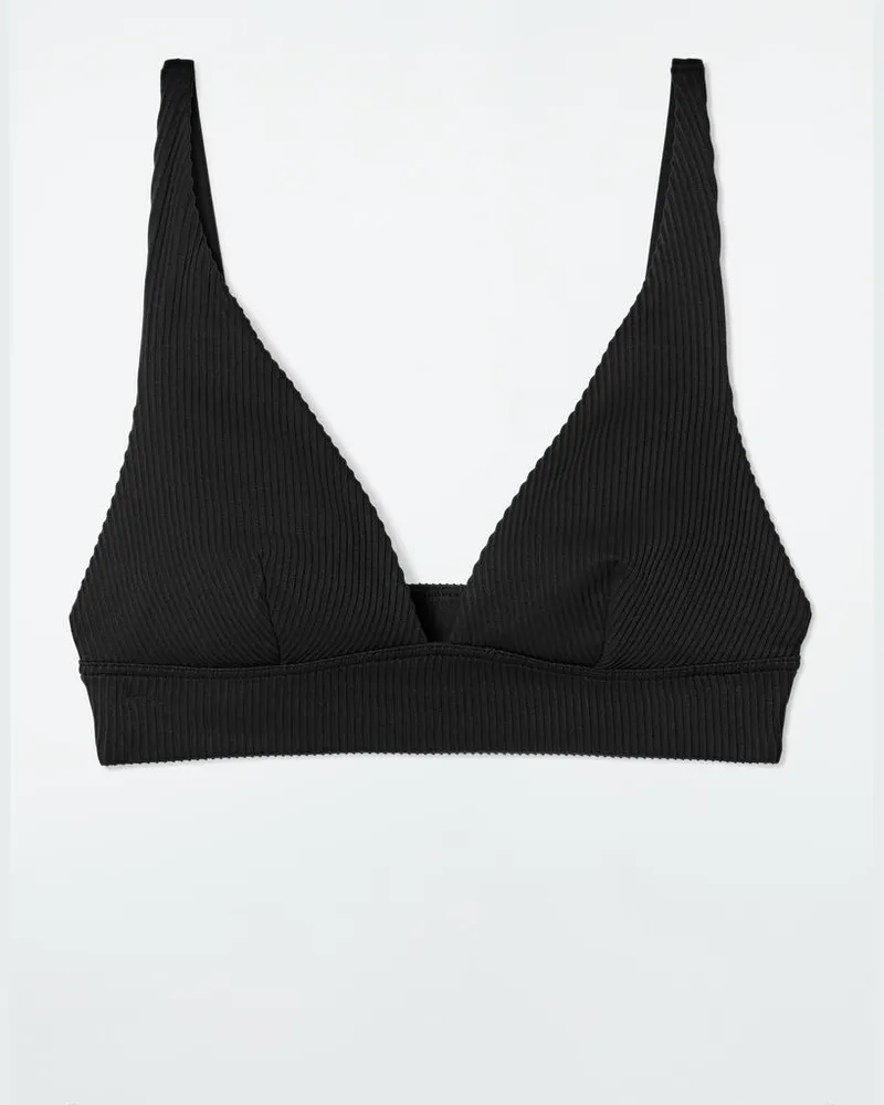 COS Geripptes Bikinioberteil Mit High Apex Körbchen Schwarz