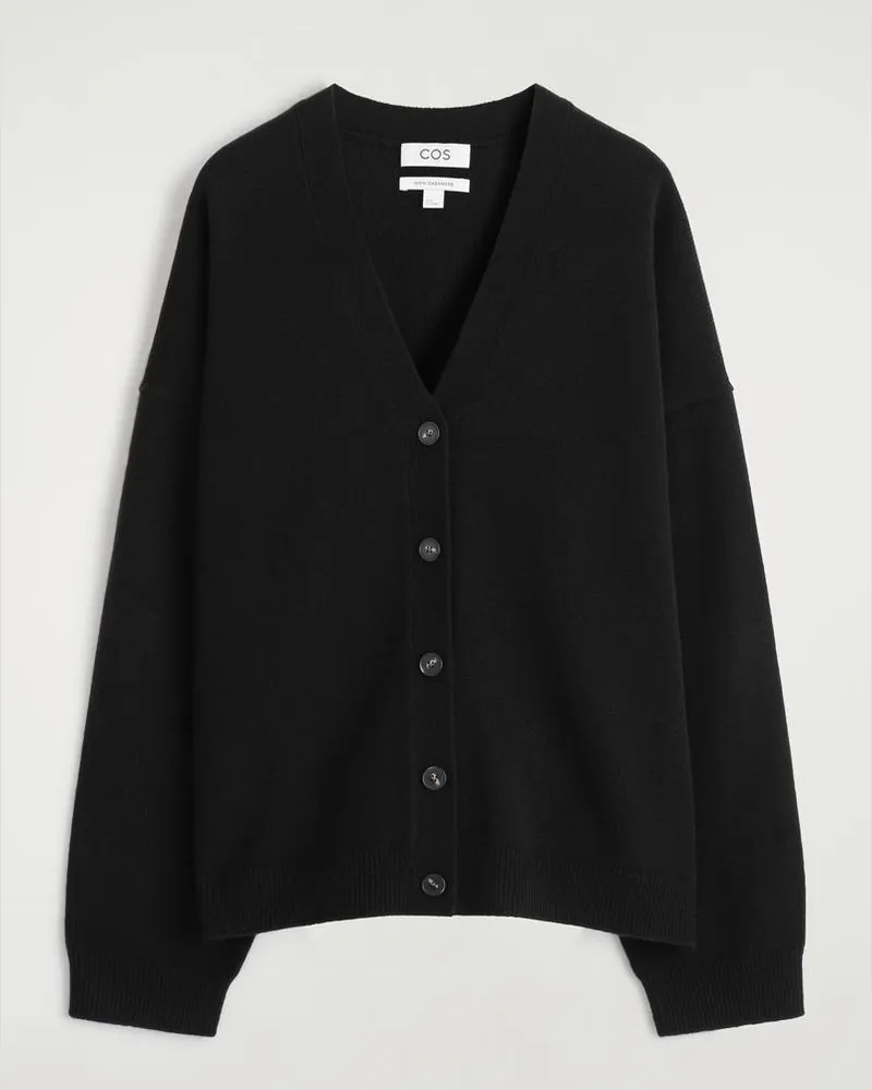 COS Strickjacke Aus Kaschmir Mit V-Ausschnitt Schwarz