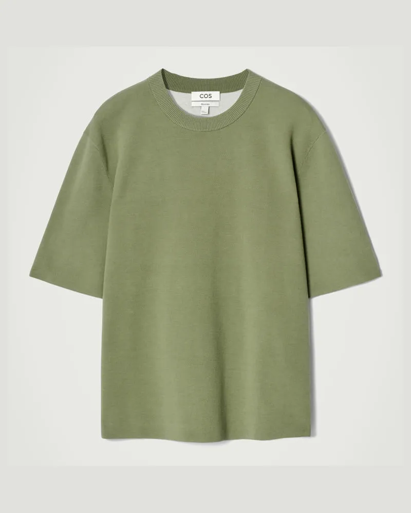 COS Lockeres Strick-T-Shirt Aus Doubleface-Material Grün