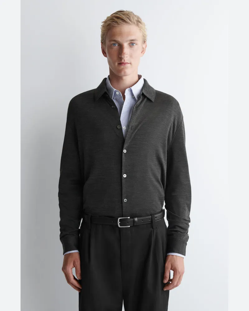 COS Jerseyhemd Aus Woll-Mix Grau