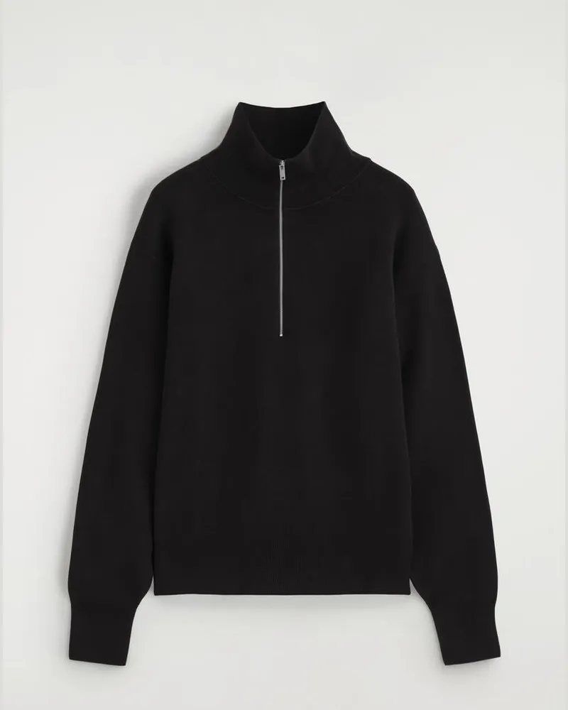 COS Strickpullover Mit Reissverschluss Und Kragen Schwarz