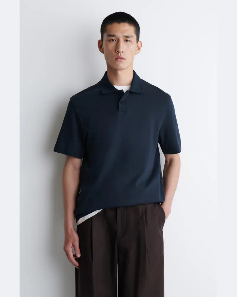 COS Poloshirt Aus Interlock-Baumwolle Blau