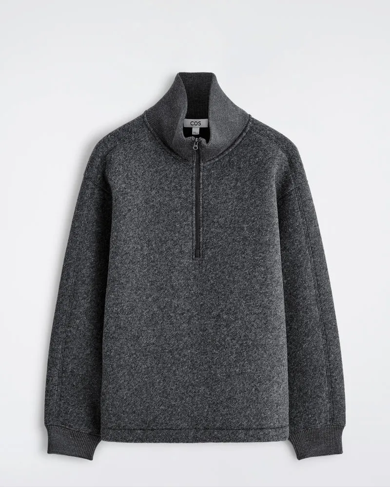 COS Oversized-Pullover Aus Scuba Mit Hohem Kragen Grau