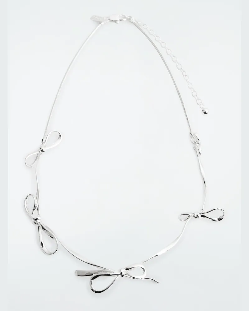 COS Schlangen-Halskette Mit Schleifen Silberfarben