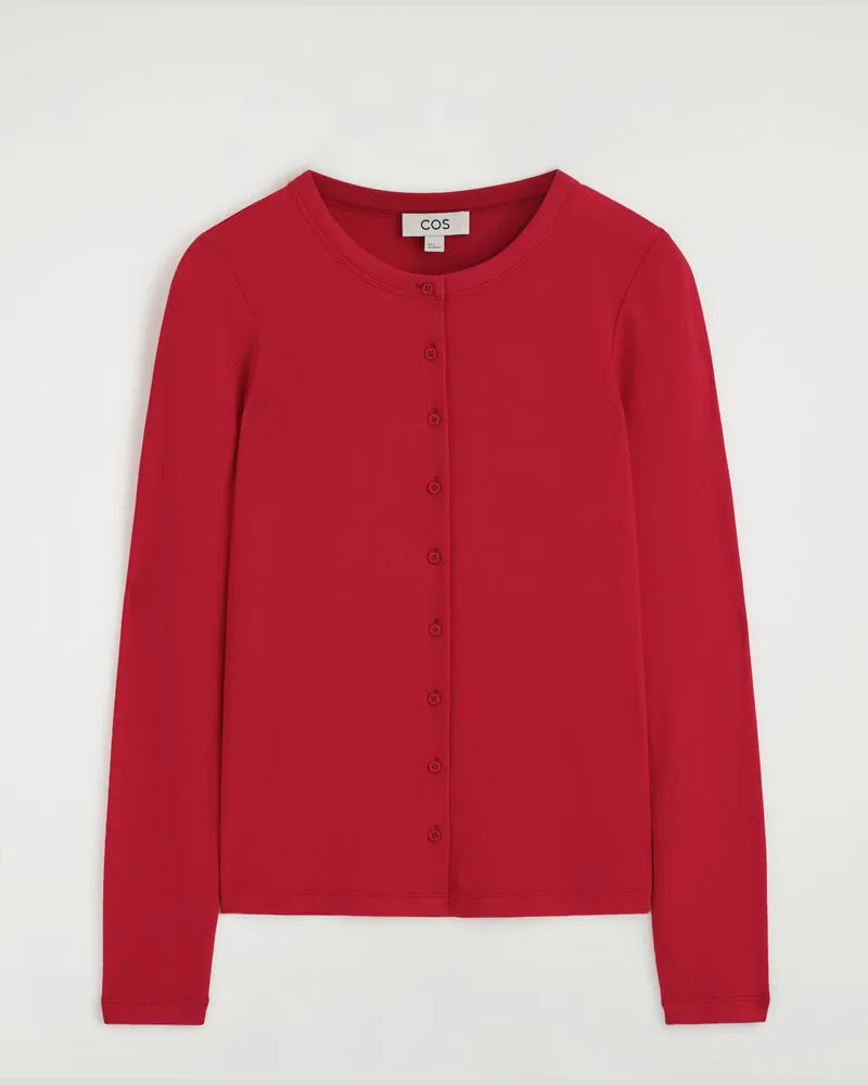 COS Oberteil Aus Jersey Mit Knopfleiste Rot