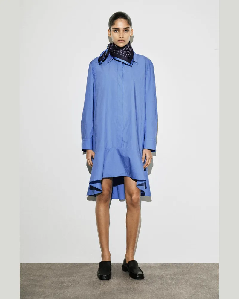 COS Ausgestelltes Hemdkleid Aus Baumwolle In Minilänge Blau