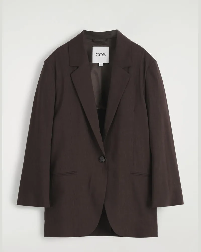 COS Einreihiger Blazer Aus Leinen Braun