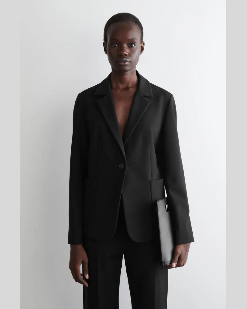 COS Schmaler Einreihiger Blazer Schwarz