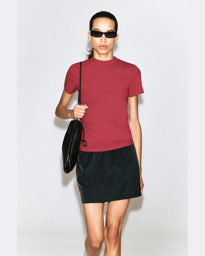 COS T-Shirt Aus Crêpe-Jersey Rot