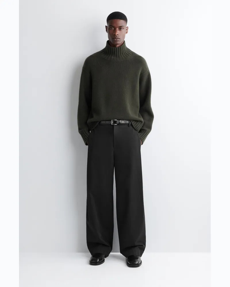 COS Baumwollhose Mit Weitem Bein Und Falten Schwarz