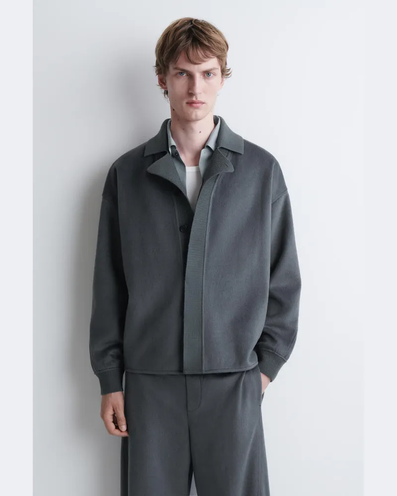 COS Oversized-Hemd Aus Gebürstetem Jersey Grau