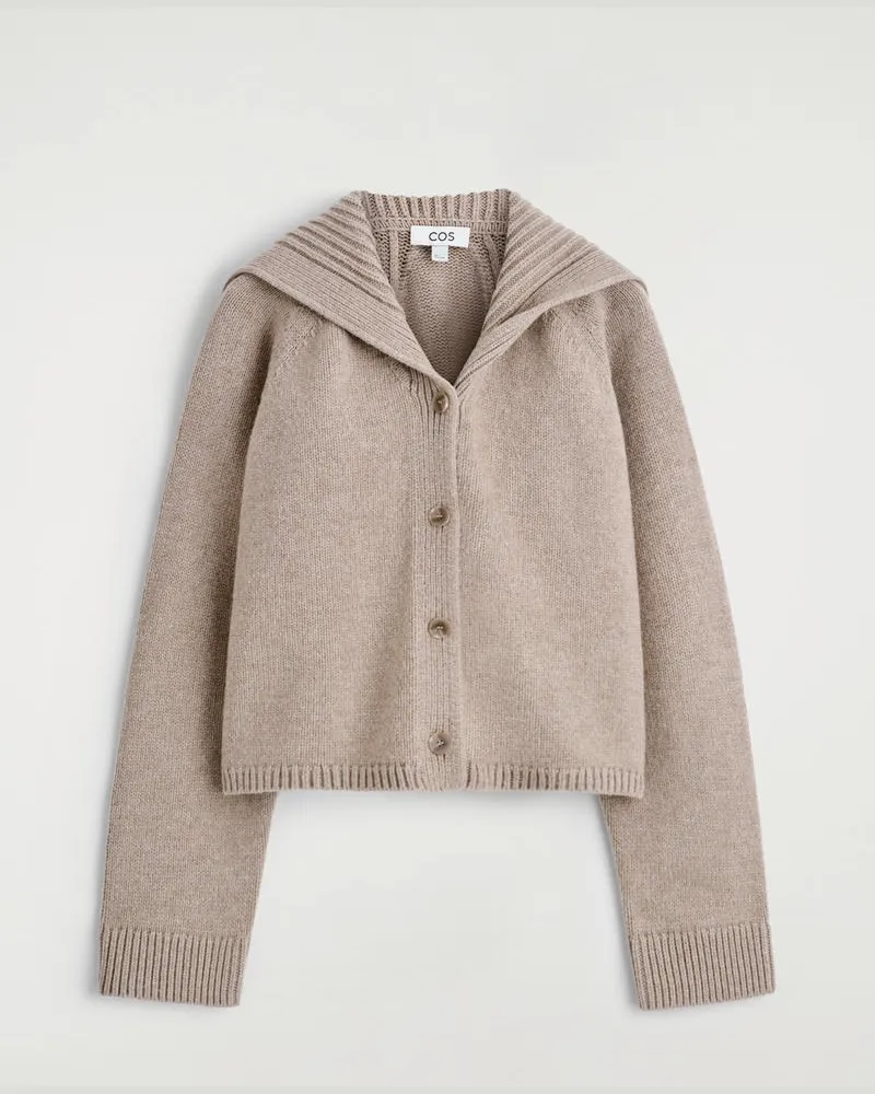 COS Strickjacke Aus Wolle Mit Matrosenkragen Beige