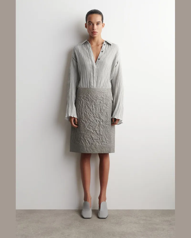 COS Wickelrock Aus Strukturiertem Leder Grau