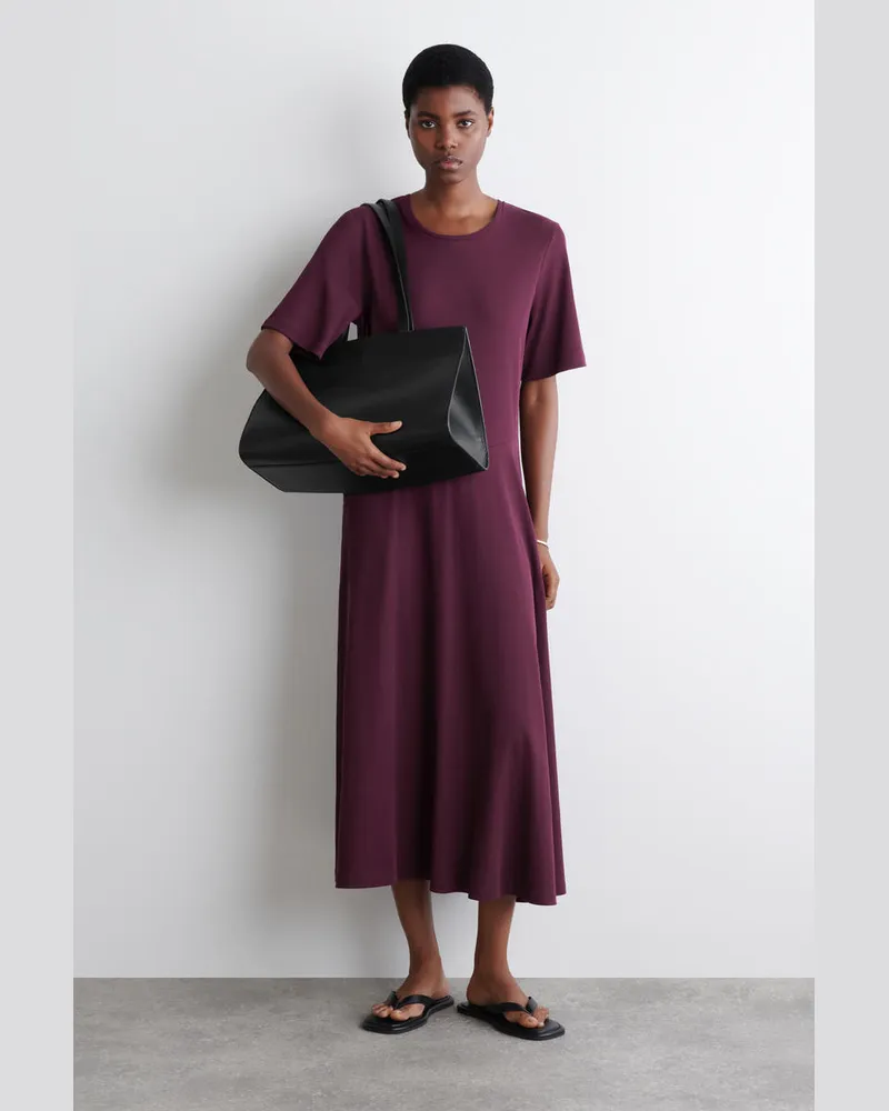 COS Drapiertes Midikleid Aus Baumwolle Rot