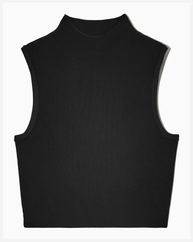 COS Verkürztes Ärmelloses Strickoberteil Schwarz