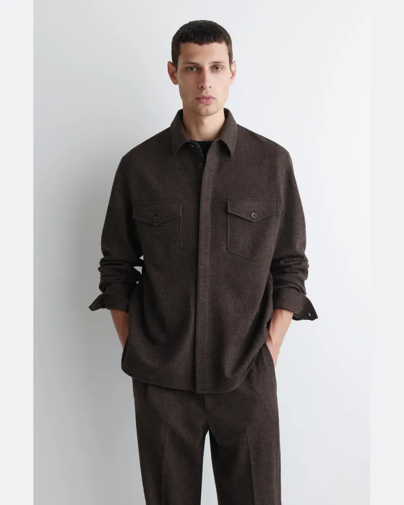 COS Lockere Hemdjacke Aus Gekochter Wolle Braun