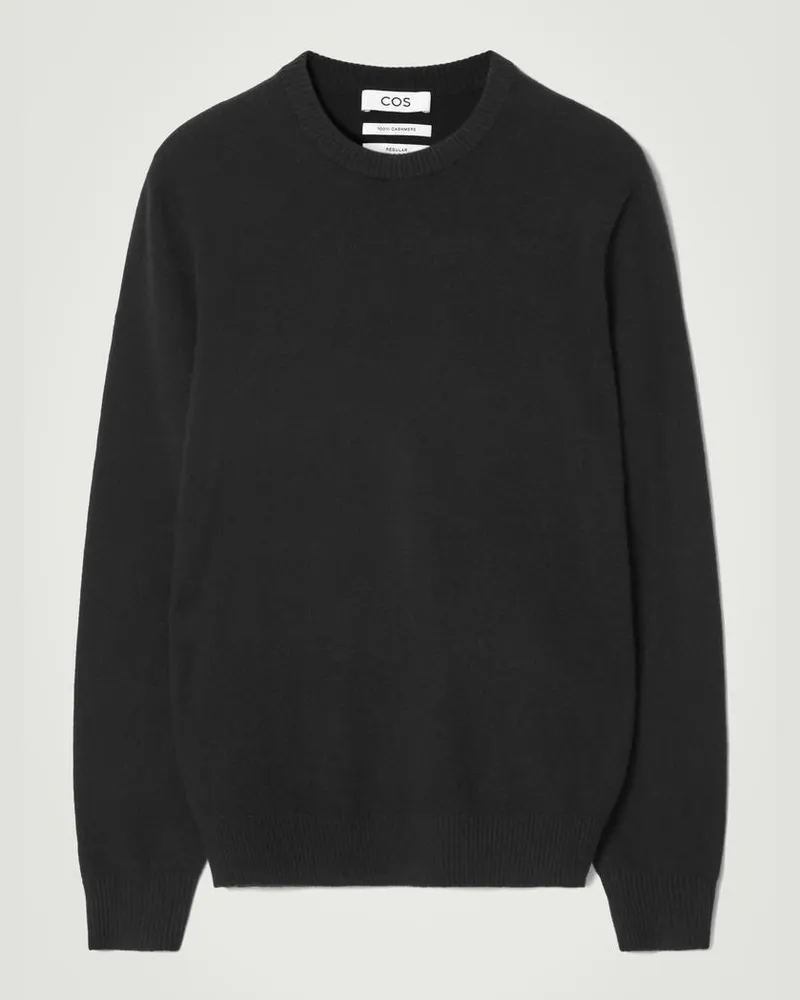 COS Nahtloser Kaschmirpullover Mit Rundhalsausschnitt Schwarz
