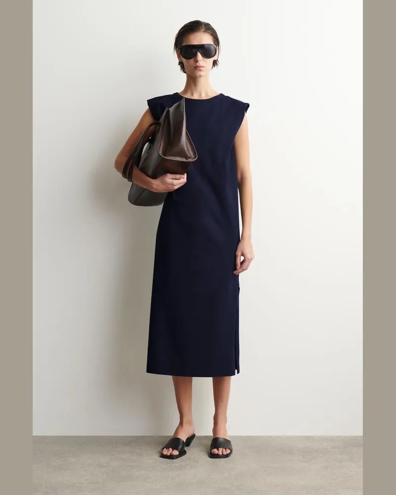 COS Midikleid Aus Baumwolljersey Mit Falten Blau