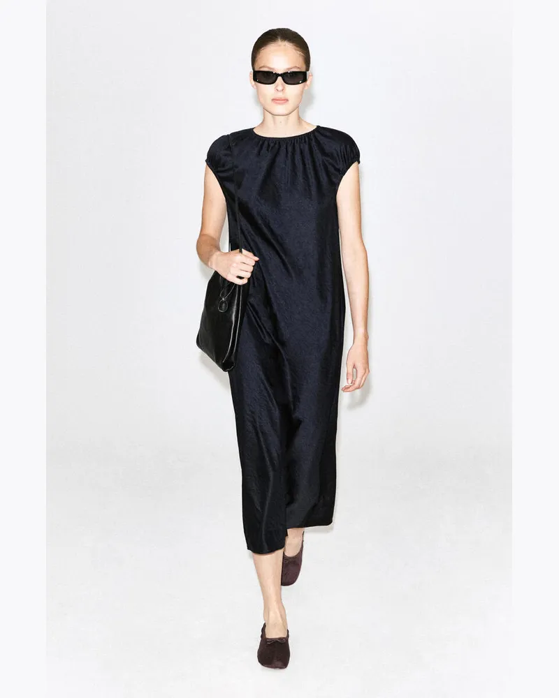COS Midikleid Aus Satin Mit Raffungen Blau