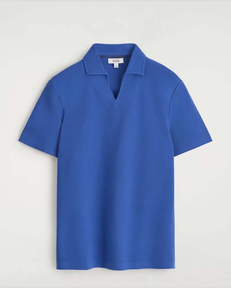 COS Piqué-Poloshirt Aus Technischem Material Blau