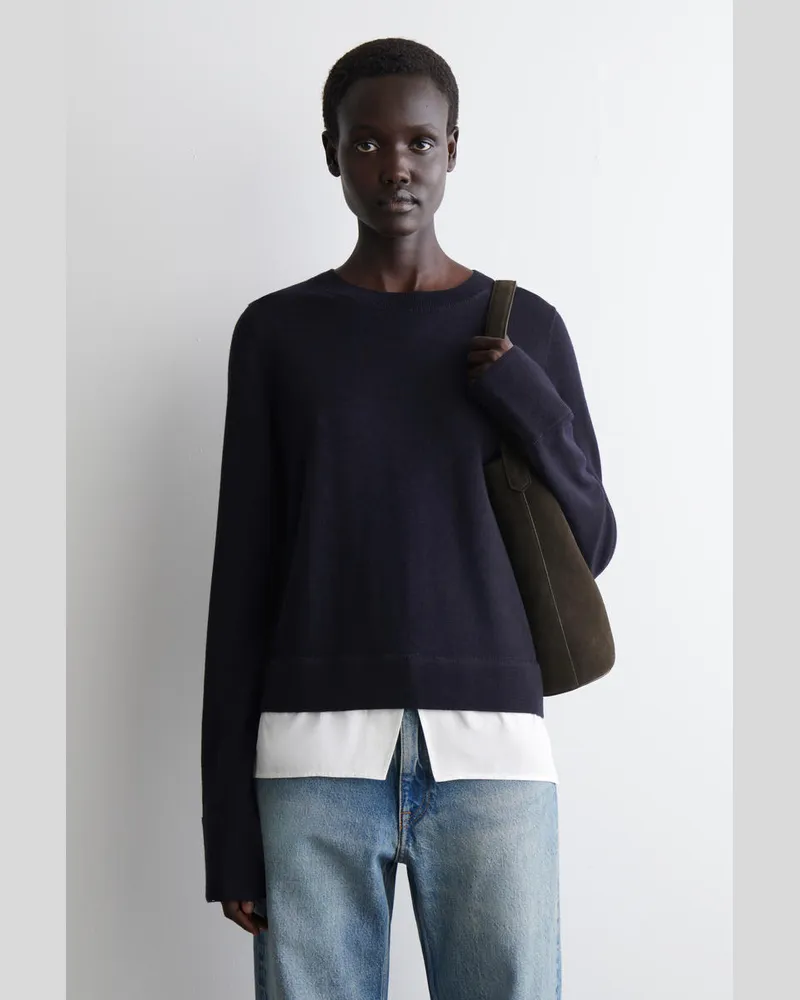 COS Mehrlagiger Pullover Aus Merinowolle Blau