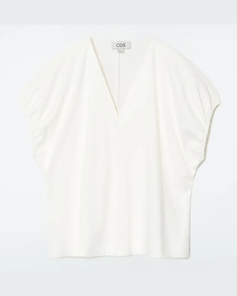 COS Geraffte Bluse Aus Baumwolle Weiß