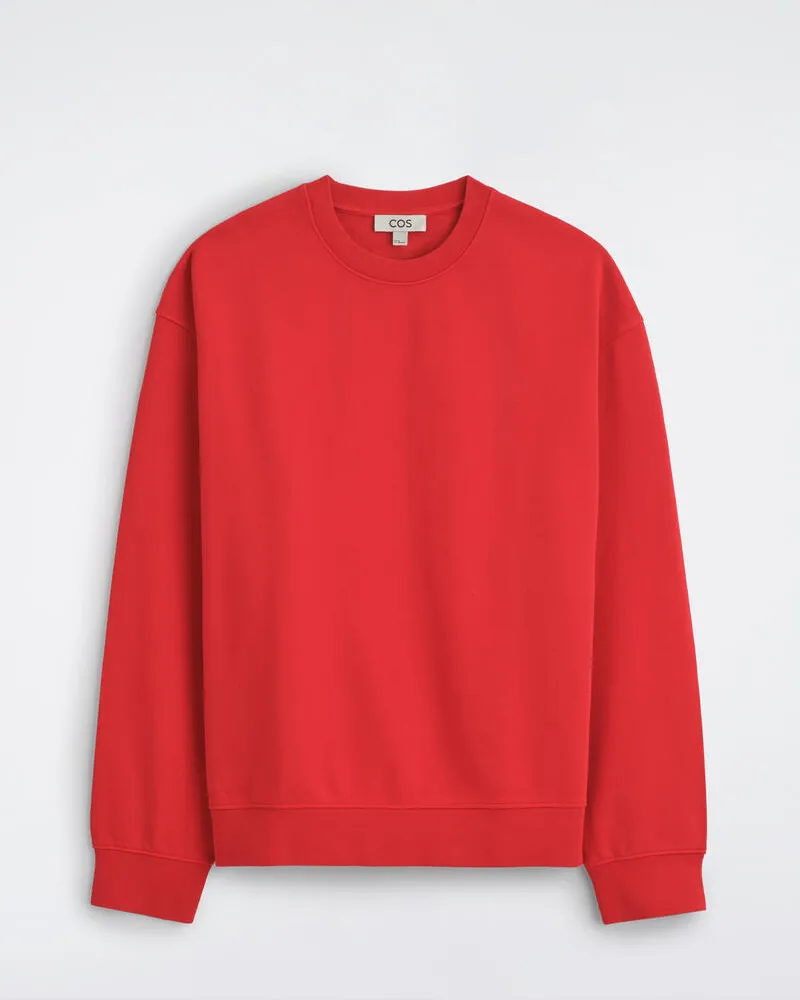 COS Sweatshirt Aus Vorgewaschener Baumwolle Rot