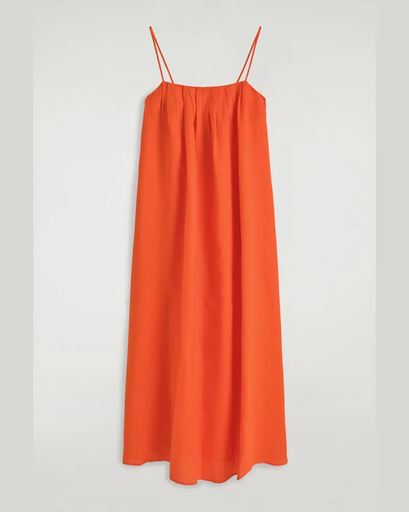 COS Maxikleid Aus Leinen Mit Falten Orange