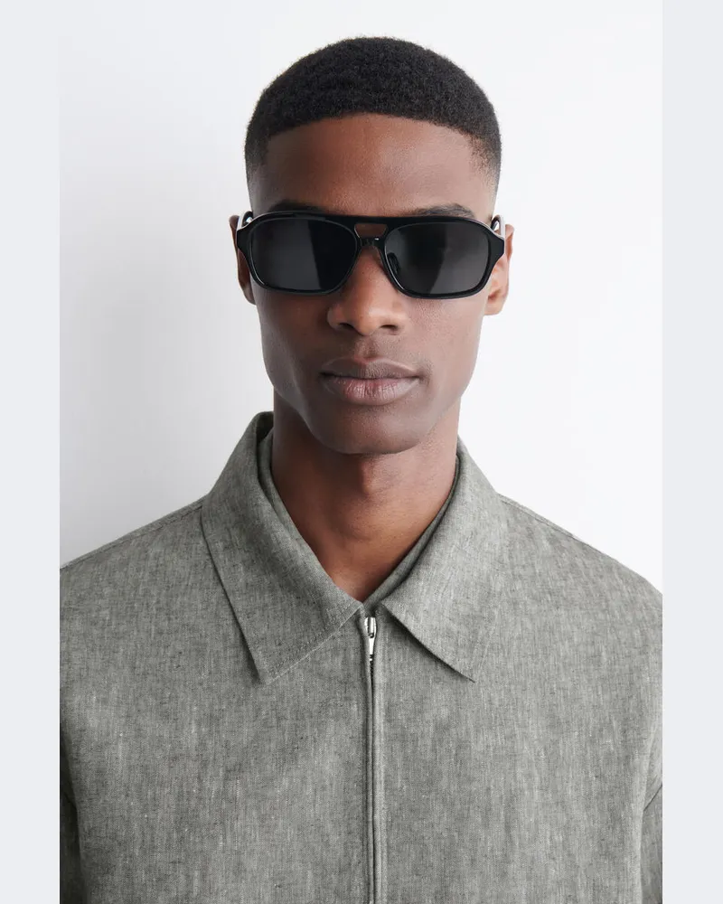 COS Rechteckige Pilotensonnenbrille Schwarz