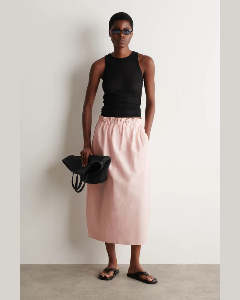 COS Rock Aus Baumwoll-Leinen-Mix Mit Ballonsilhouette Rosa