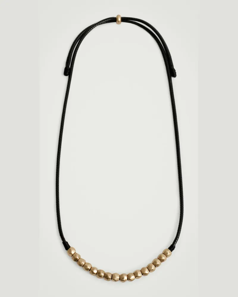 COS Kordelkette Aus Leder Mit Perlen Goldfarben