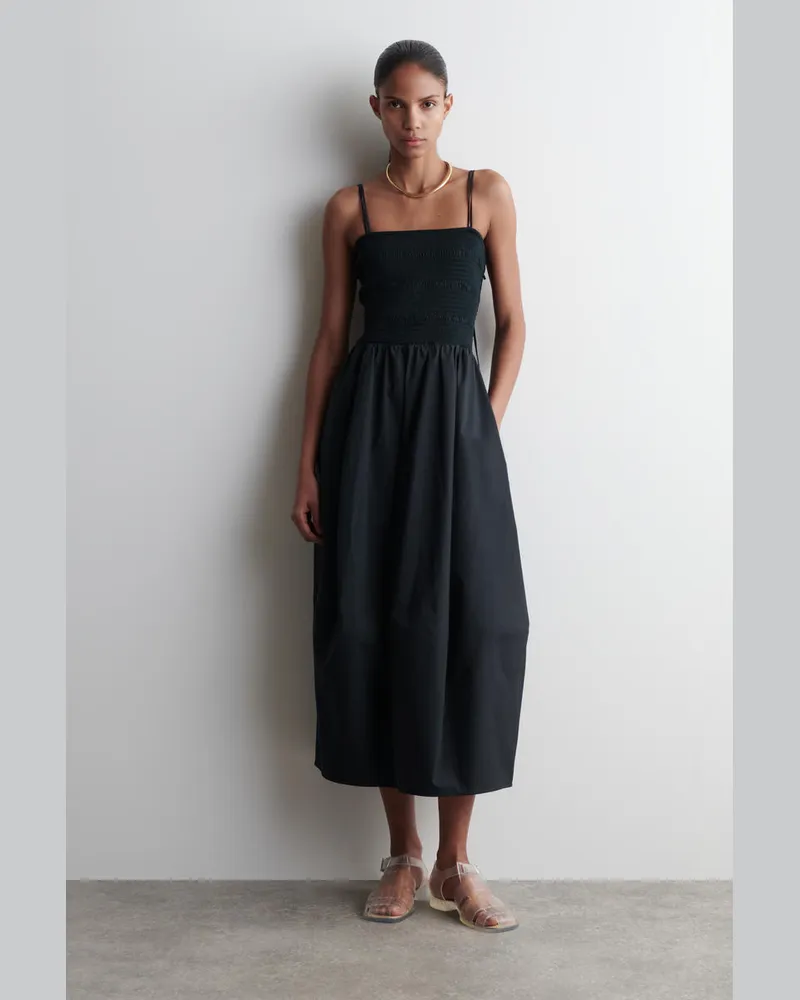 COS Smocked Midi Dress Blau