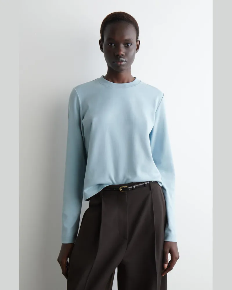 COS Schlichtes Langarmshirt Mit Normaler Passform Türkis