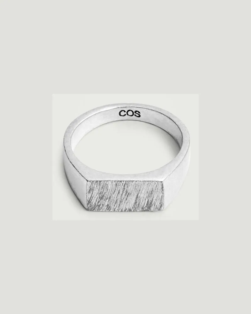 COS Schmaler Gebürsteter Siegelring Silberfarben