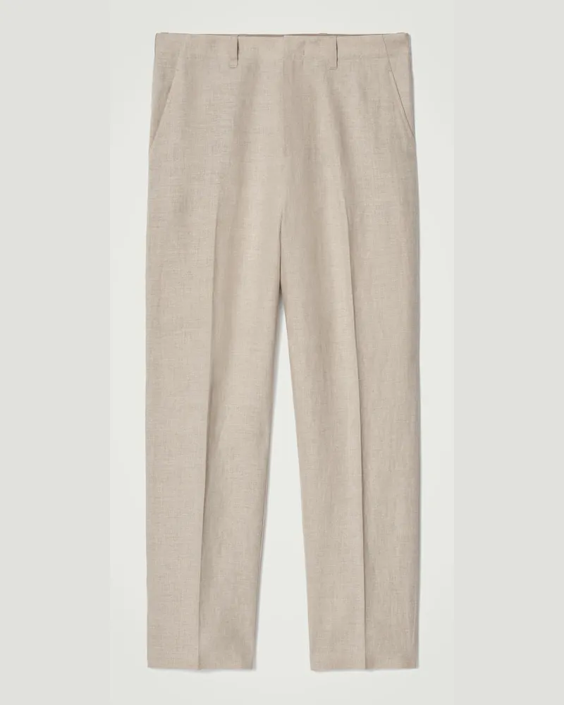 COS Lockere Leinenhose Mit Schmal Zulaufendem Bein Beige