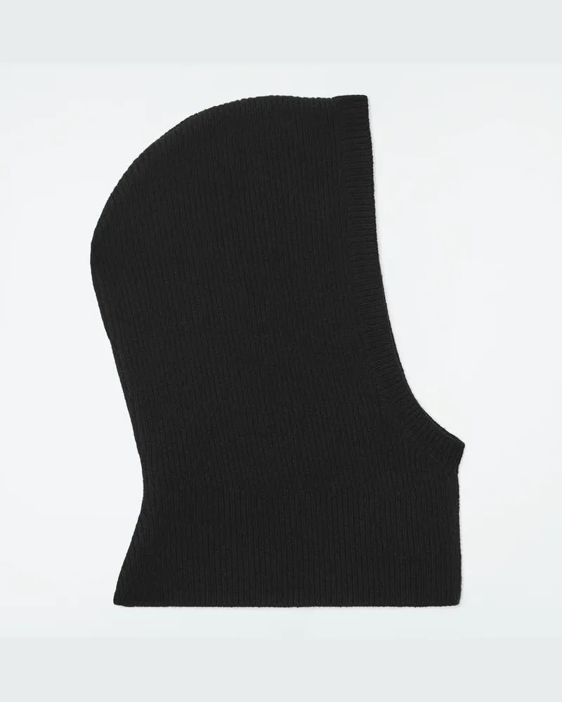 COS Gerippter Kapuzenschal Aus Woll-Kaschmir-Mix Schwarz