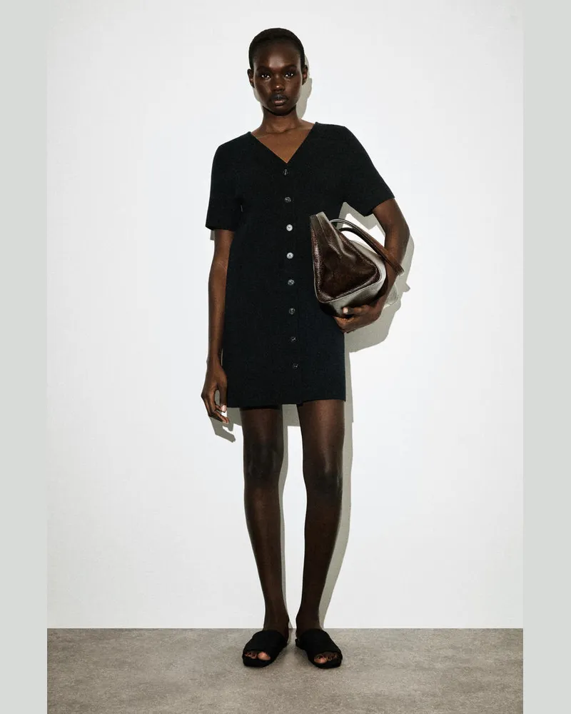COS Minikleid Aus Feinstrick Mit Knöpfen Schwarz