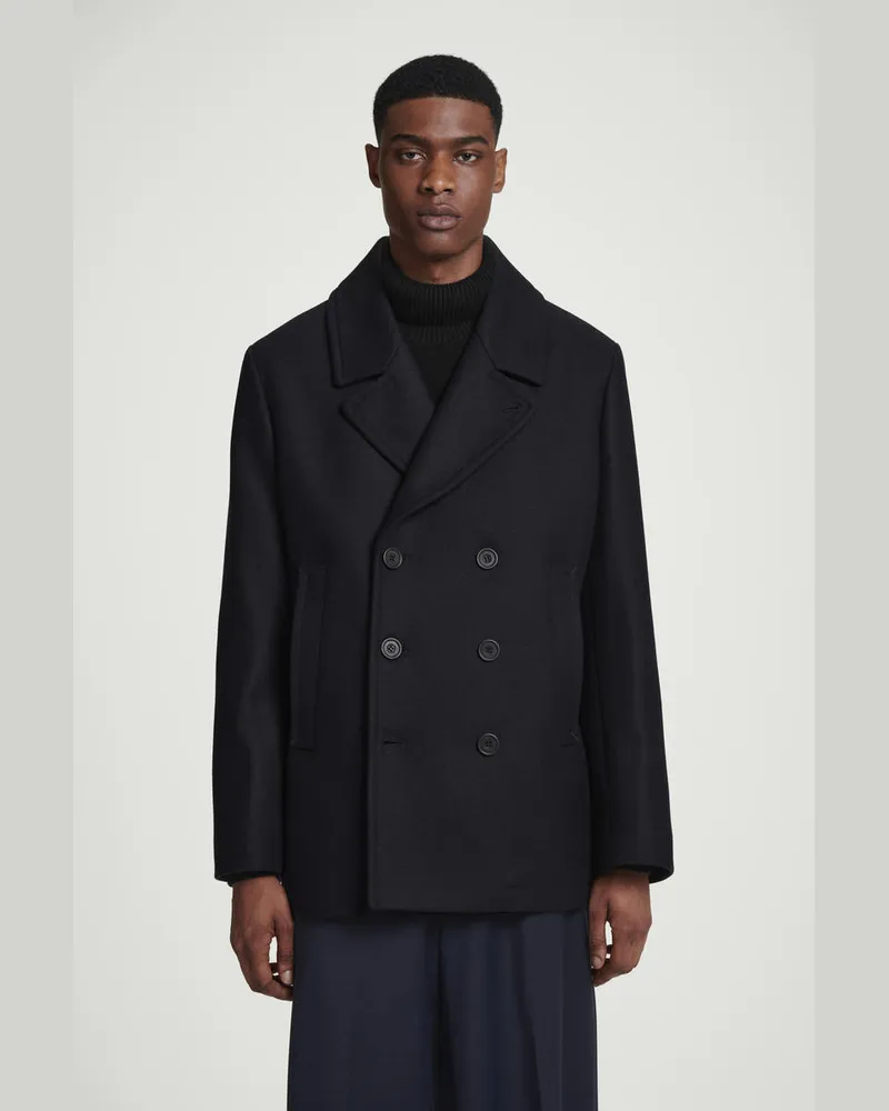 COS Doppelreihige Cabanjacke Aus Wolle Blau