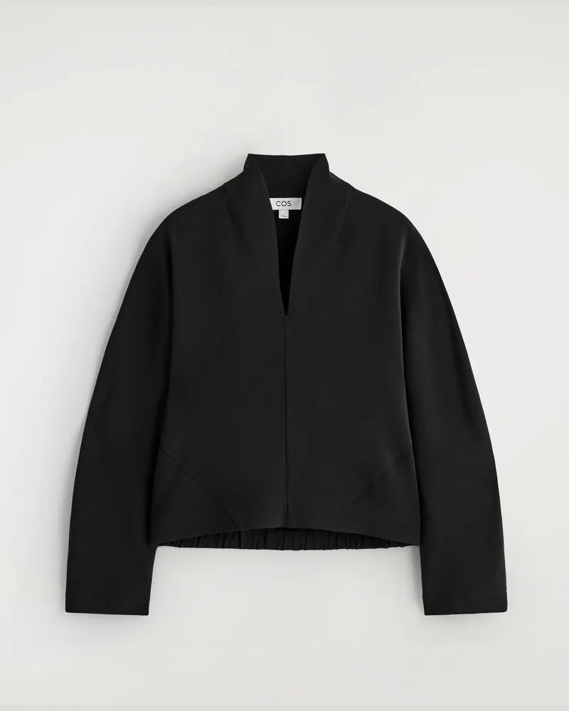 COS Bluse Mit Drapiertem Kragen Schwarz